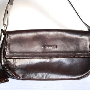 KENNETH COLE New York Vintage Brown Leather Shoulder Bag Purse Fold Over